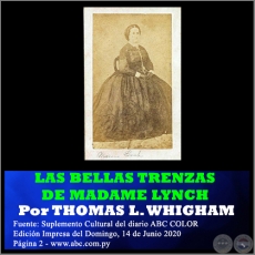 LAS BELLAS TRENZAS DE MADAME LYNCH - Por THOMAS L. WHIGHAM - Domingo, 14 de Junio de 2020